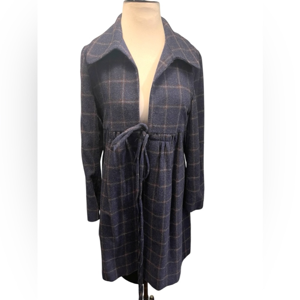 Marni lightweight wool jacket, plaid, tie front, size 42 - Picture 3 of 9
